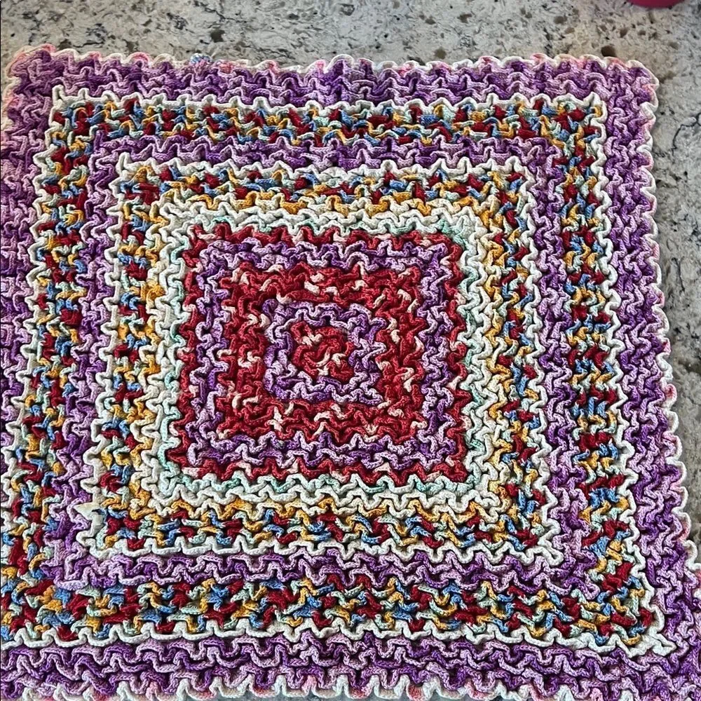 Wiggly Crocheted Square tablecloth or hotpad -Large 17x17”
